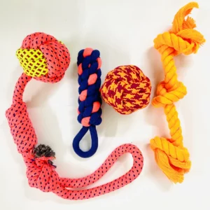 DOG Rope Toys  Set of 4 Durable Cotton Dog Toys (Color May Vary)