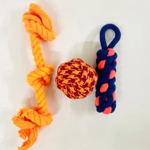 DOG Rope Toys  Set of 3 Durable Cotton Dog Toys (Color May Vary)